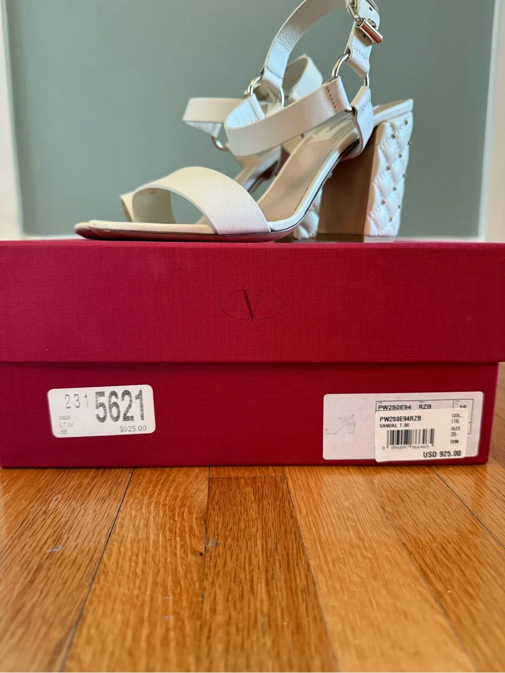 Valentino Cream Leather Block Heel Sandals